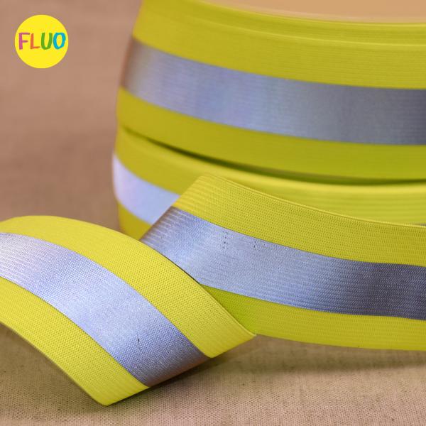 Gummiband Reflektierend Neongelb 4,5 cm Breit 